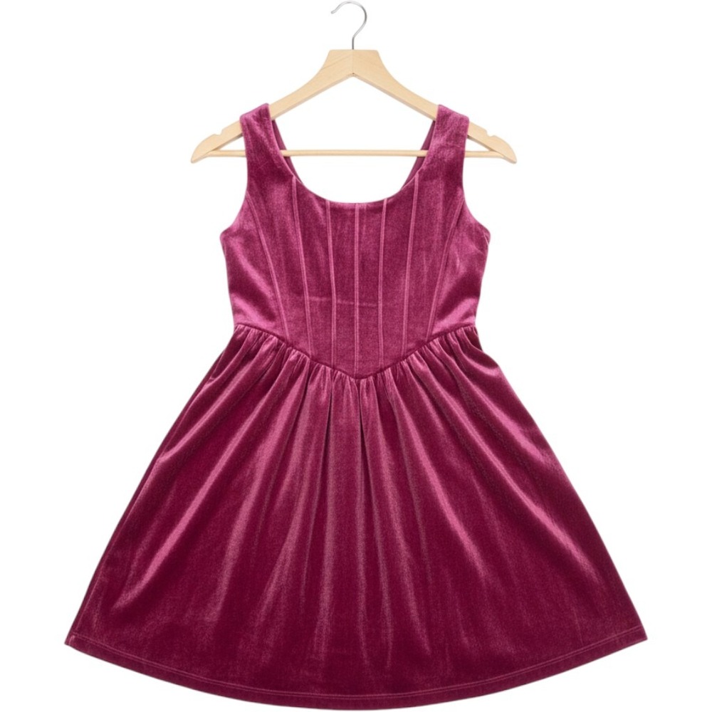 AQUA Girls Pink Velvet Corset Style Fit & Flare Dress XL 14/16 Bloomingdale's